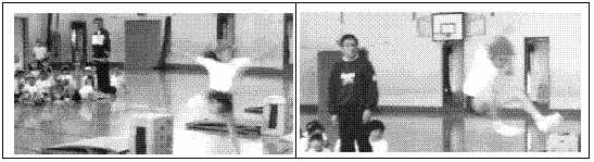 �S���̑O�ł̔��\�̗l�q